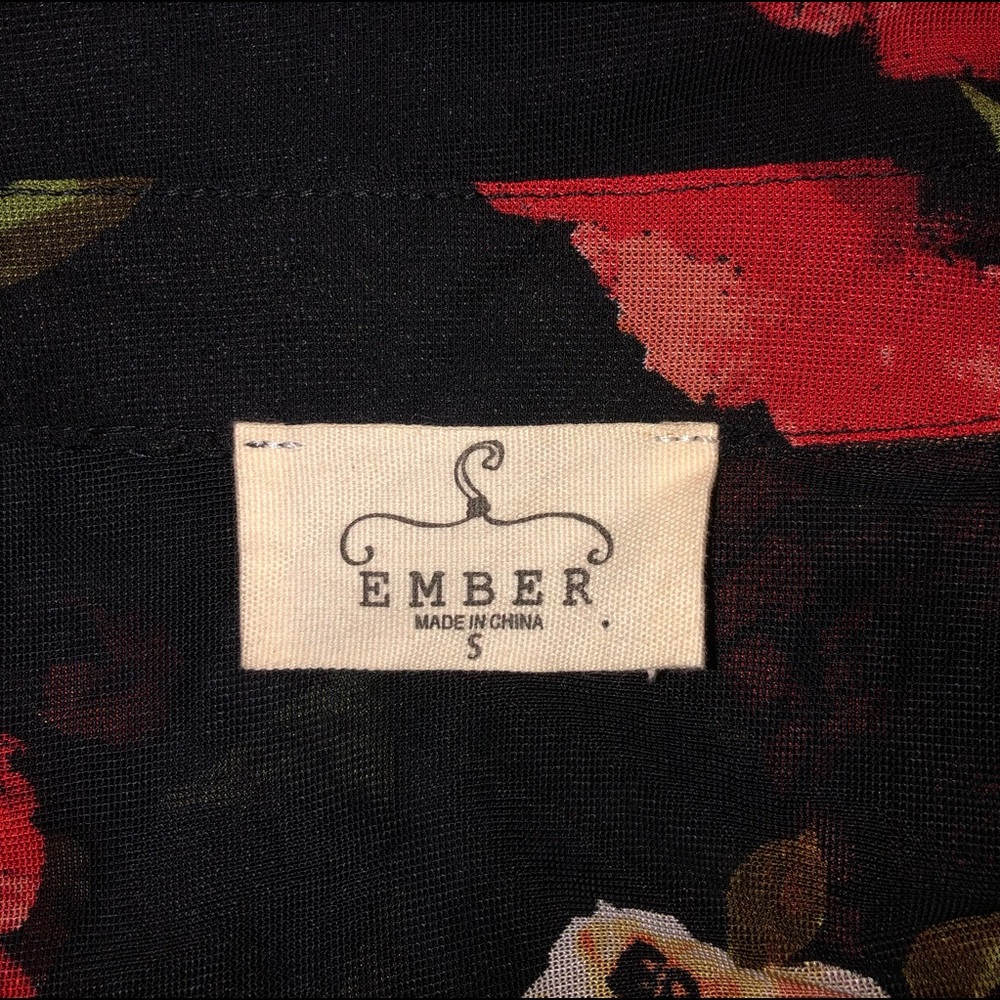 Sheer Long Cardigan Dress Black Floral Tie Front Small - Picture 7 of 7